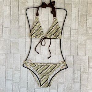 Vintage L*Space Classic Halter Bikini Set - Retro Stripe🌴👙